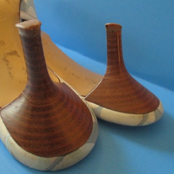 COACH Pastel Blue Cream Slides Stacked Heels - Picture 5 of 5